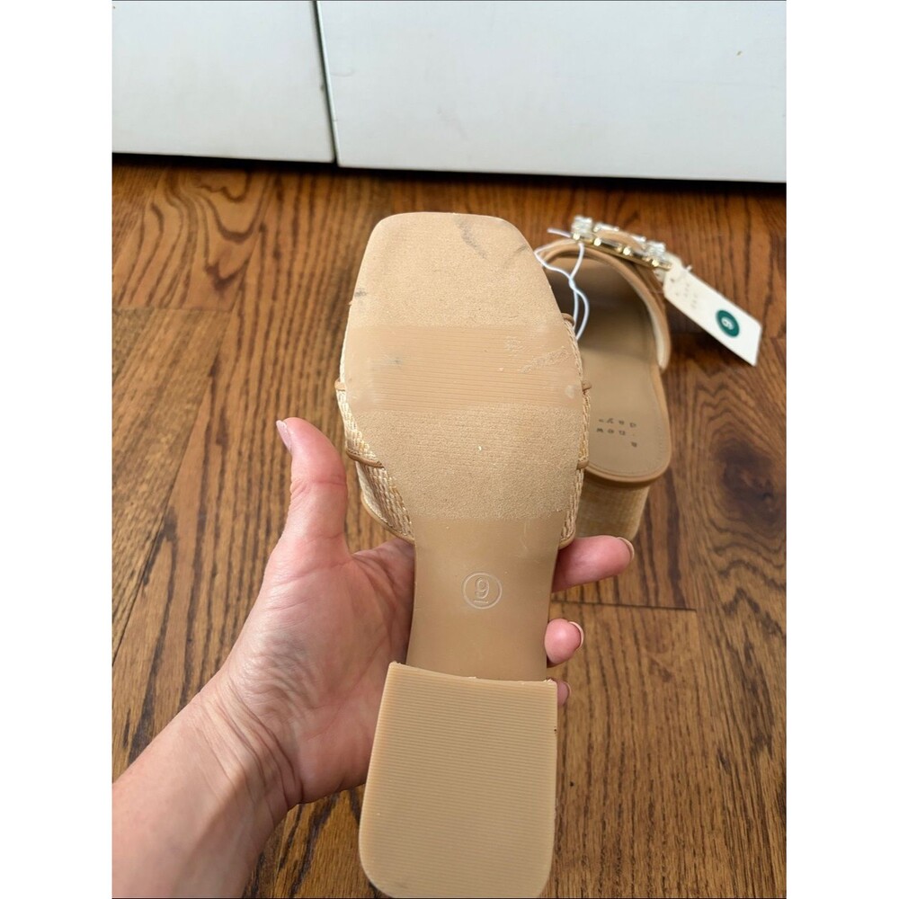 a new day Kathleen Tan Jeweled Block Heel Slide Sandals Size 9 New with Tags - Picture 5 of 7